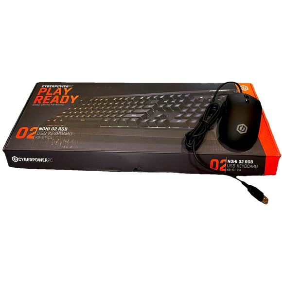 CyberPower PC Play Ready LED Wired Gaming Keyboard 02 RGB NOHI KB-161-104 - Picture 1 of 8